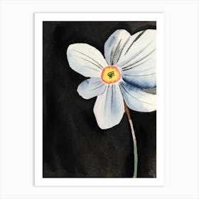 Big White Flower - vertical floral black white yellow Art Print