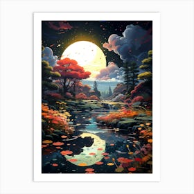 Moonlight In The Forest Art Print