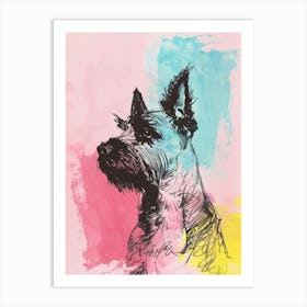 Pastel Bouvier Des Flandres Dog Pastel Line Illustration 2 Art Print