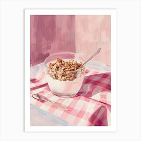 Pink Breakfast Food Granola Bowl 3 Art Print
