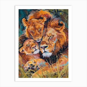 Transvaal Lion Family Bonding Fauvist Painting 5 Art Print