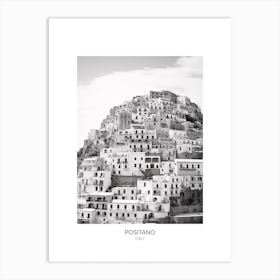 Poster Of Positano, Italy, Black And White Photo 2 Art Print