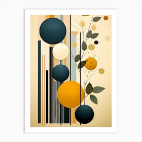 Modern Abstract Wall Art – Geometric Minimalist Canvas – Mid-Century Inspired Decor – Yellow and Blue Accent Art – Contemporary Living Room Design – Gift for Art Lovers Art Print