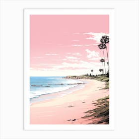 An Illustration In Pink Tones Of  Grange Beach Australia 3 Art Print