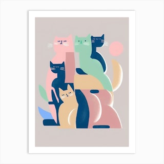 Stack Of Cats Matisse Style Art Print