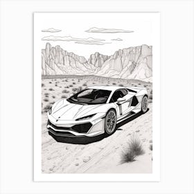 Lamborghini Huracan Desert Line Drawing 4 Art Print