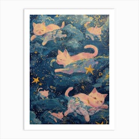 Pink Cats In The Sky 1 Art Print