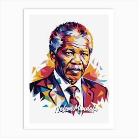 Nelson Mandela 01 Portrait WPAP Pop Art Art Print