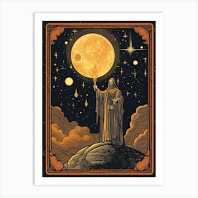 The Moon Tarot Card, Vintage 2 Art Print