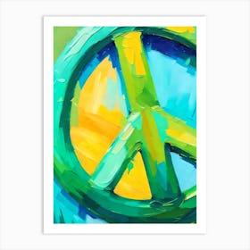 Blue and Green Peace Sign Art Print