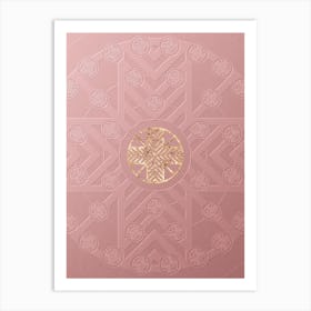 Geometric Gold Glyph on Circle Array in Pink Embossed Paper n.0158 Art Print