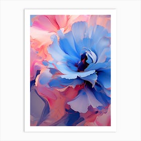 Flowers In Blue And Pink Art Print