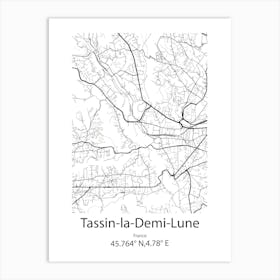 Tassin La Demi Lune,France Minimalist Map Art Print