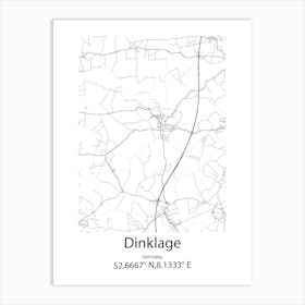 Dinklage,Germany Minimalist Map Art Print