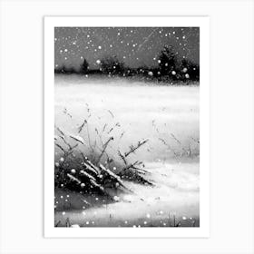 Snowflakes On A Field,Snowflakes Black & White 1 Art Print