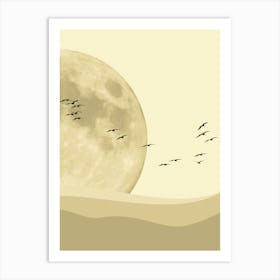 Flying Birds, Boho Sun Art Print