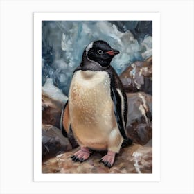 Adlie Penguin Petermann Island Oil Painting 4 Art Print