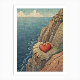 Heart On The Cliff 3 Art Print