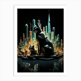 Black Cat City Poly Art Print