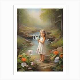 Little Girl In The Forest art print Art Print