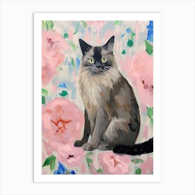 A Birman Cat Painting, Impressionist Painting 3 Art Print