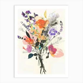 Lavender 3 Collage Flower Bouquet Art Print