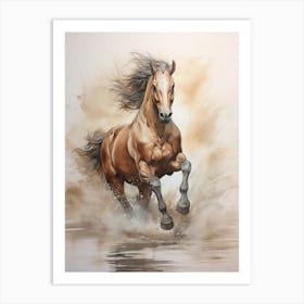 A Horse Painting In The Style Of Wash Technique 3 Art Print