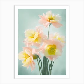 Bunch Of Daffodils Flowers Acrylic Painting In Pastel Colours 3 Art Print
