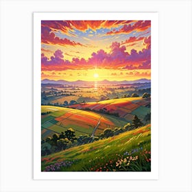 Sunset Over The Valley Art Print