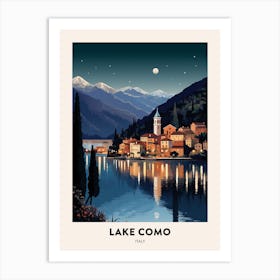 Winter Night  Travel Poster Lake Como Italy 2 Art Print