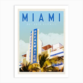 Miami Breakwater Hotel Travel Poster Art Print