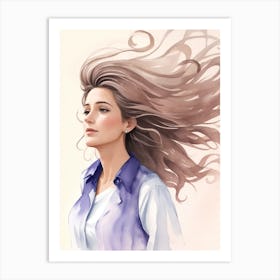 Watercolor Of A Girl Art Print