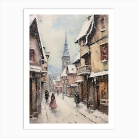 Vintage Winter Painting Bavaria Germany 1 Art Print
