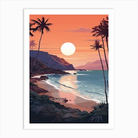 Illustration Of Hanauma Bay Honolulu Hawaii In Pink Tones 4 Art Print