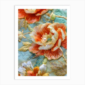 Embroidered Flowers 31 Art Print