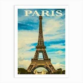 Paris Eiffel Tower Retro Vintage Poster Art Print