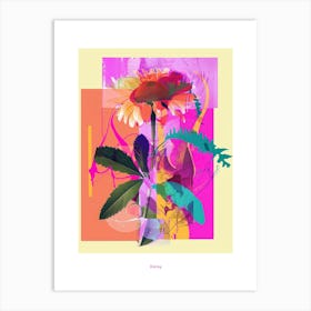 Daisy 4 Neon Flower Collage Poster Art Print