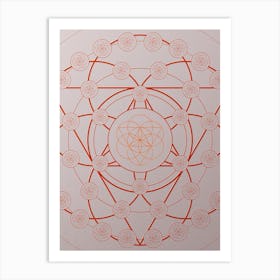 Geometric Abstract Glyph Circle Array in Tomato Red n.0136 Art Print
