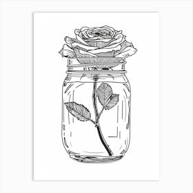 Rose In A Jar Line Drawing 3 Art Print