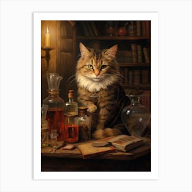 Alchemist Cat With Potions 5 Art Print