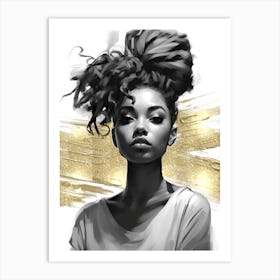 Black Girl with Gold Abstract 11 Art Print
