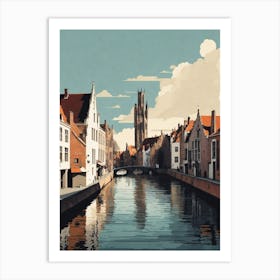 Retro Bruges Canal Art Print