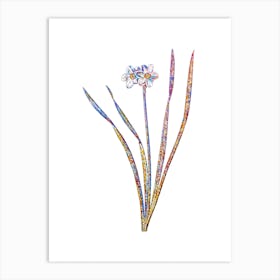 Stained Glass Primrose Peerless Mosaic Botanical Illustration on White n.0141 Art Print