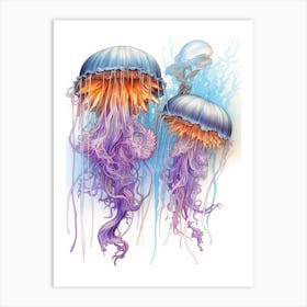 Upside Down Jellyfish Pencil Drawing 10 Art Print