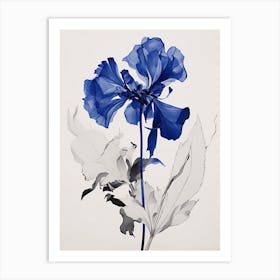Blue Botanical Iris Art Print