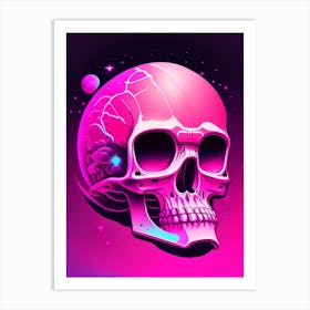 Skull With Cosmic Themes 2 Pink Pop Art Art Print