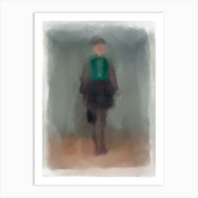 LADY GRACE - fashion illustration of woman silhouette, wearing green, black, Valentino Runway, Impressionism  Art Print