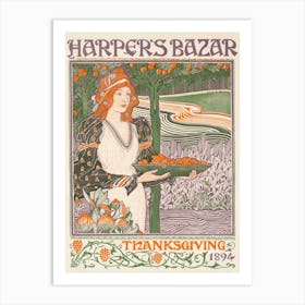 Harper’s Bazar Thanksgiving Magazine Cover 1894, Louis Rhead Art Print