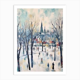 Winter City Park Painting Gorky Park Moscow Russia 4 Art Print