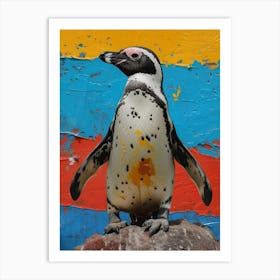 Galapagos Penguin Robben Island Colour Block Painting 2 Art Print